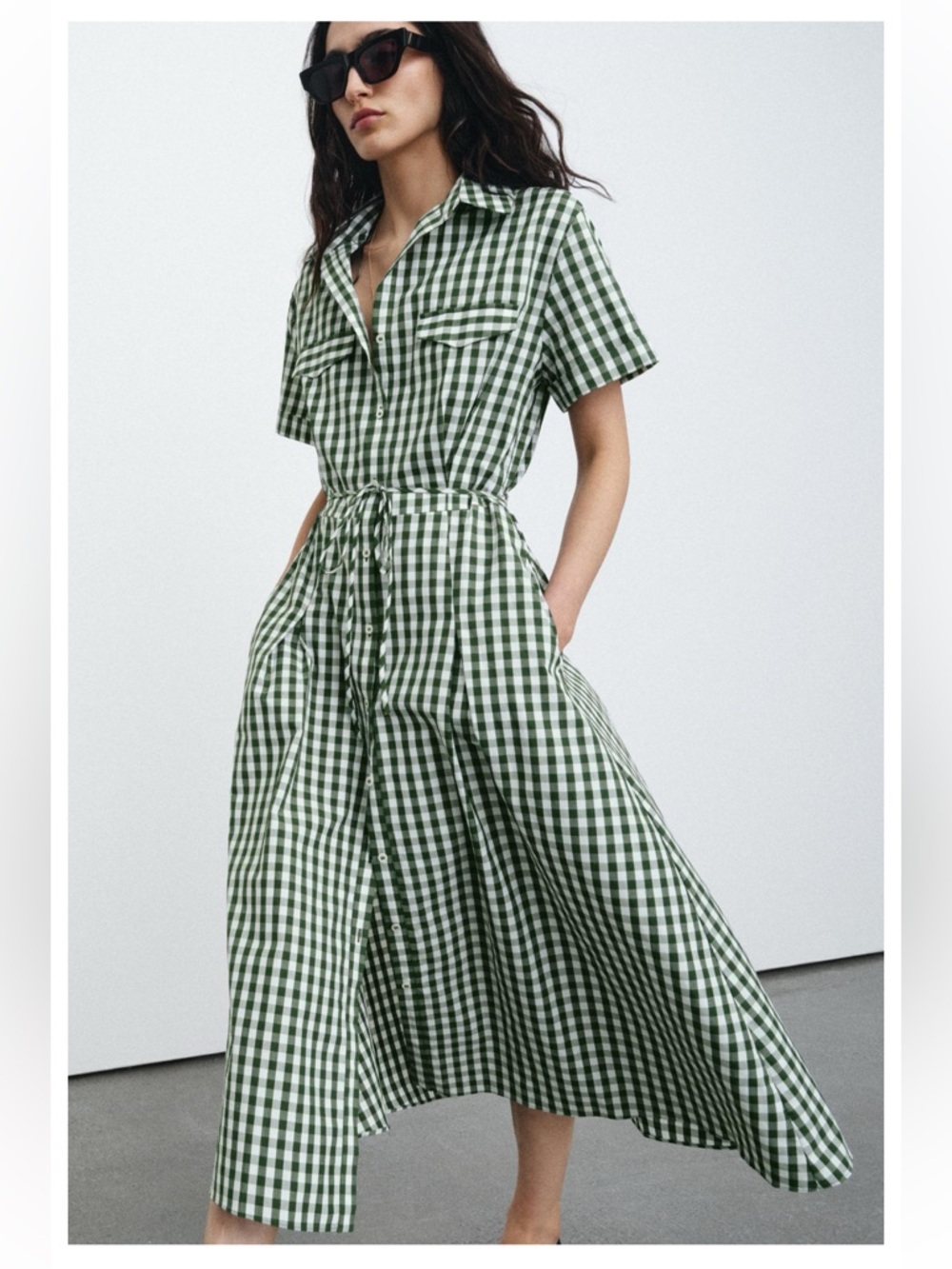 ZARA NWT Gingham Check Shirt Dress ZW Collection